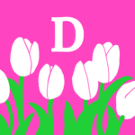 モダンでおしゃれなチューリップとアルファベットのアイコン、ピンク背景にD