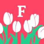 モダンでおしゃれなチューリップとアルファベットのアイコン、赤背景にF