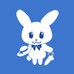 オシャレでレディな兎のイラストで全体的に青