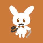 オシャレで紳士な兎のイラストで全体的にオレンジ