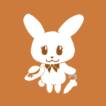オシャレでレディな兎のイラストで全体的にオレンジ
