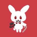 オシャレで紳士な兎のイラストで全体的に赤