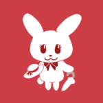 オシャレでレディな兎のイラストで全体的に赤