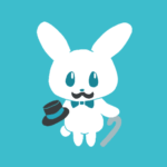 オシャレで紳士な兎のイラストで全体的に水色