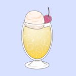 オシャレなソーダフロートのイラスト（アップルソーダ）