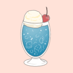 オシャレなソーダフロートのイラスト（ブルーキュラソーソーダ）