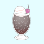 オシャレなソーダフロートのイラスト（コーラ）