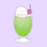オシャレなソーダフロートのイラスト（キウイソーダ）