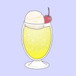 オシャレなソーダフロートのイラスト（レモンソーダ）
