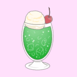 オシャレなソーダフロートのイラスト（メロンソーダ）