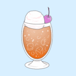 オシャレなソーダフロートのイラスト（オレンジソーダ）
