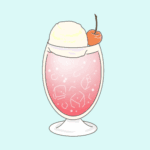 オシャレなソーダフロートのイラスト（ピンクグレープフルーツソーダ）
