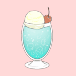 オシャレなソーダフロートのイラスト（ラムネ）