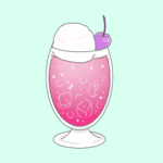 オシャレなソーダフロートのイラスト（ラズベリーソーダ）