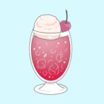オシャレなソーダフロートのイラスト（ストロベリーソーダ）