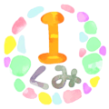 水彩画風のかわいくカラフルなイラスト「Iくみ」のロゴあり