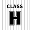 ストライプのユニフォームの背番号風シンプルイラスト「classH」のロゴあり