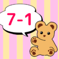 ストライプ柄にかわいいクマのぬいぐるみのイラスト「7-1」のロゴあり