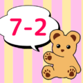 ストライプ柄にかわいいクマのぬいぐるみのイラスト「7-2」のロゴあり