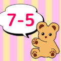 ストライプ柄にかわいいクマのぬいぐるみのイラスト「7-5」のロゴあり