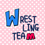 水玉背景に「WRESTLINGTEAM」のポップなロゴ